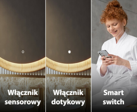 Lustro w drewnianej ramie z podświetleniem LED #8
