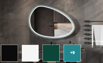 Asymetryczne lustro LED z lakierowaną ramą MDF L310